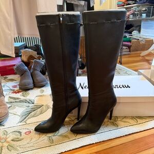Black Leather Knee-High Boots